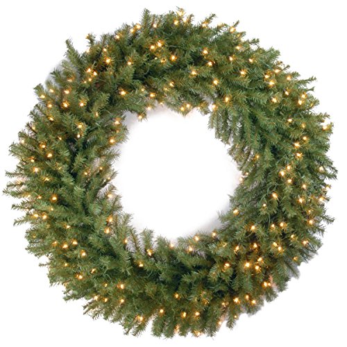 National Tree Company Pre-lit Artificial Christmas Wreath| Includes Pre-strung White Lights | Norwood Fir - 48 inch