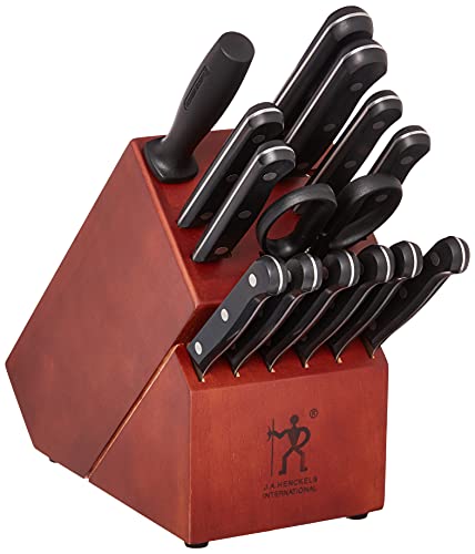 Henckels Solution Kitchen Knife Set with Block, 15-pc, Black/Stainless Steel