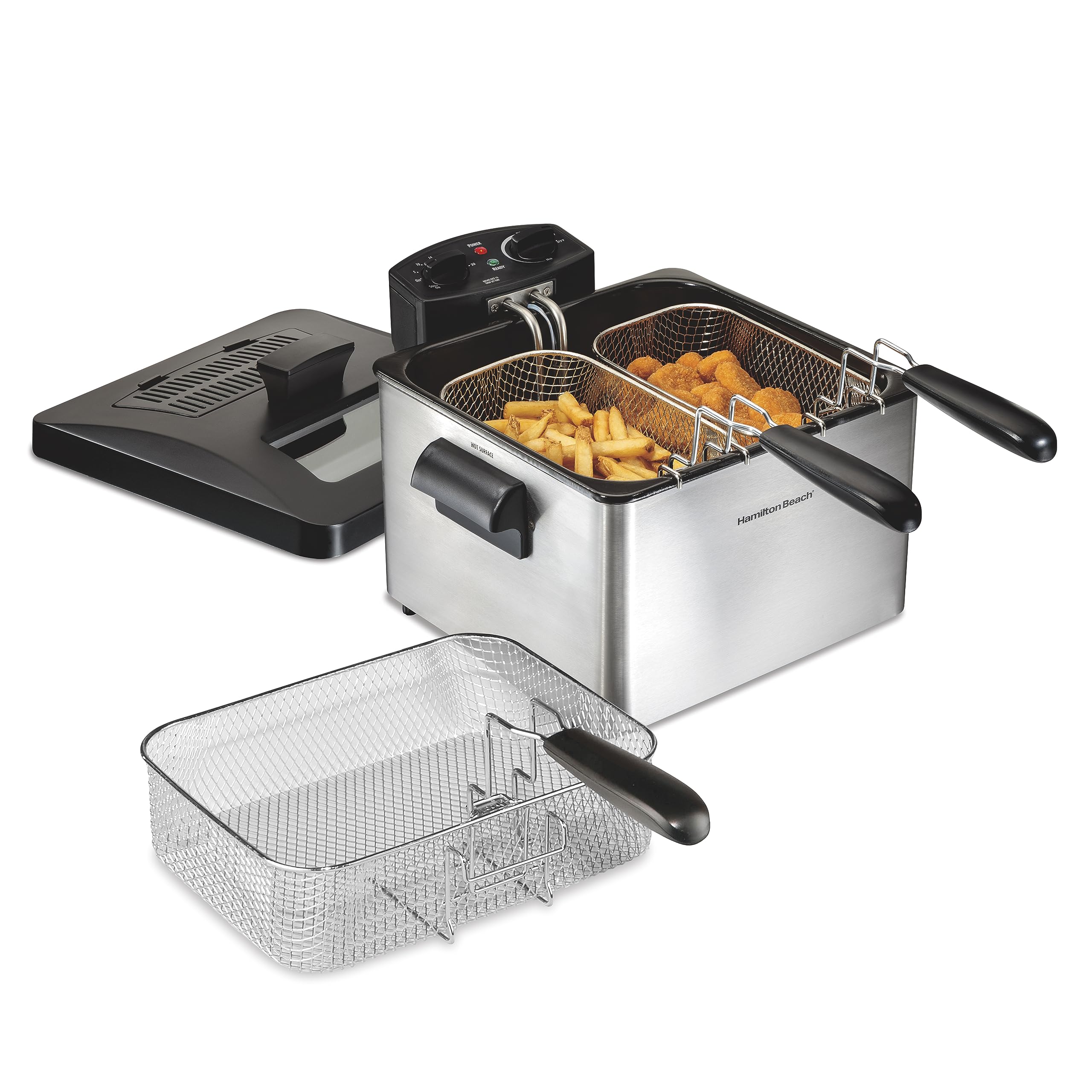 Hamilton Beach Triple Basket Electric Deep Fryer, 4.7 Q...