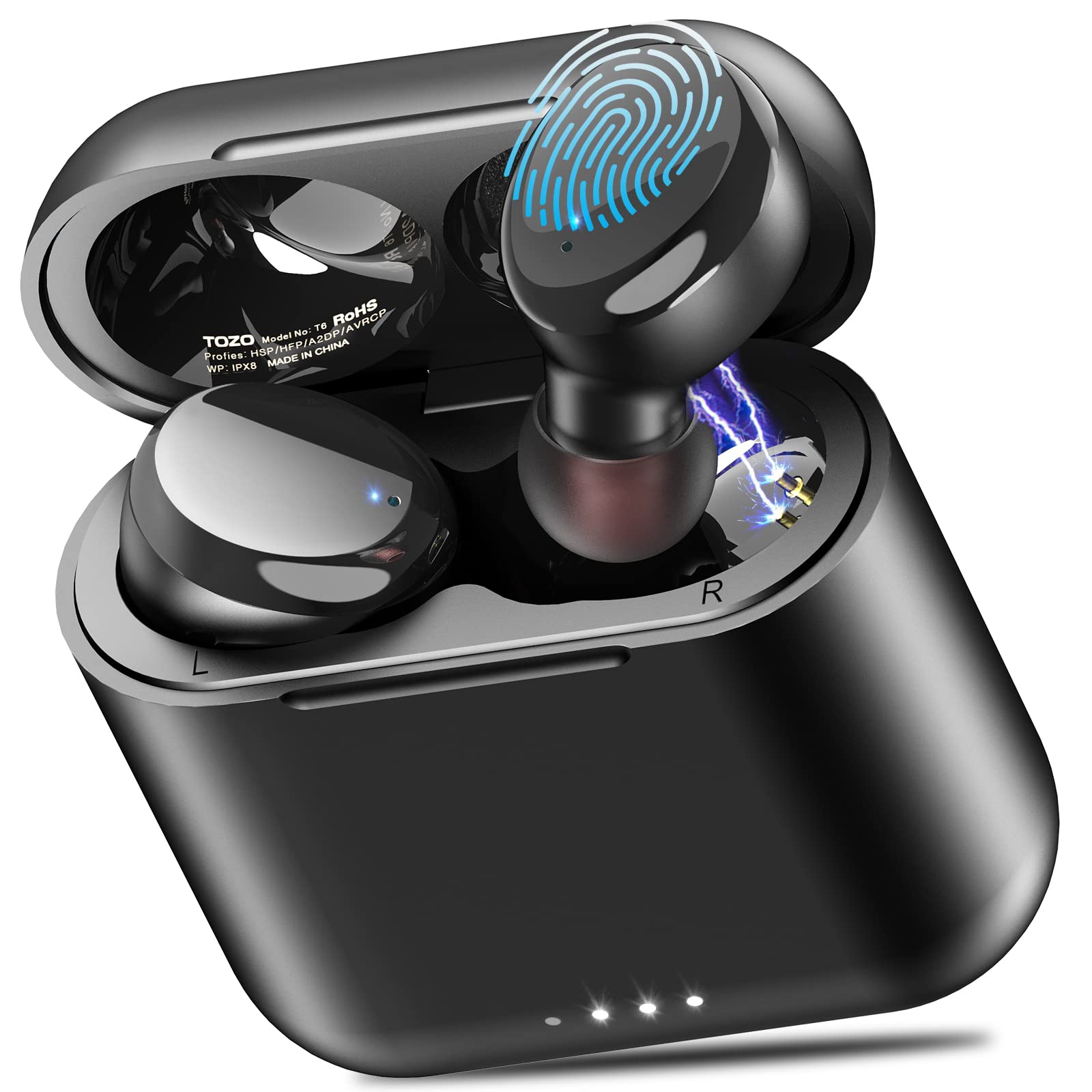  TOZO T6 True Wireless Earbuds Bluetooth 5.3 Headphones Touch Control with Wireless Charging Case IPX8 ওয়াটারপ্রুফ স্টেরিও ইয়ারফোন ইন-ইয়ার...