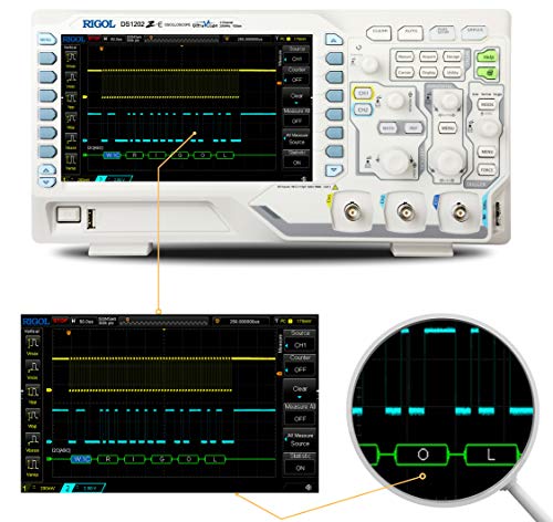 Rigol DS1202Z-E 200 Megahertz 2 Channel Digital Oscilloscope Digital Waveform Multimeter Basic Realtime Visualization and Analysis with 7 Inch Display