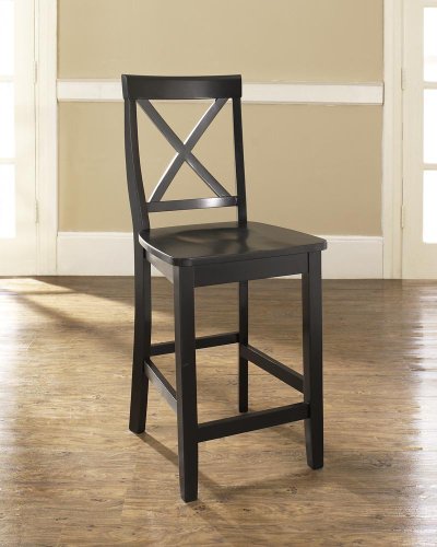 Modern Marketing Concepts X-Back Bar Stool in Black w 2...