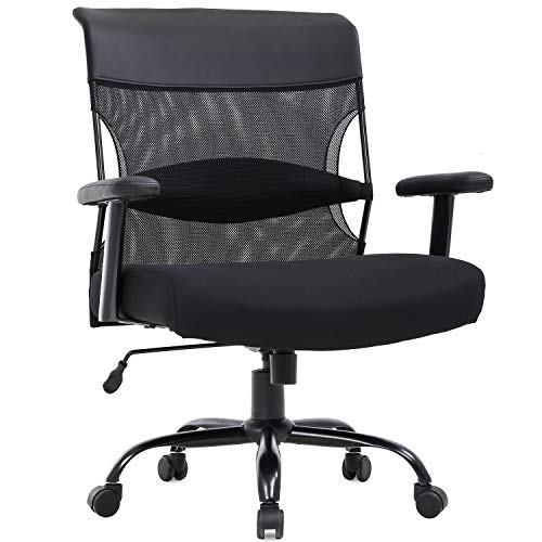 BestMassage Big and Tall Office Chair 500lbs Wide Seat Desk Chair Ergonomic Computer Chair Task Rolling Swivel Chair with Lumbar Support Armrest Adjustable Mesh Chair for Adults Women, Black