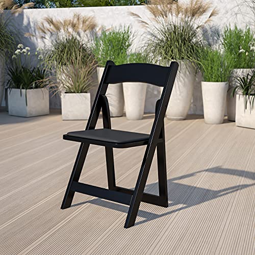 Flash Furniture 4 Pk. HERCULES Series White Wood Folding Chair with Vinyl Padded Seat