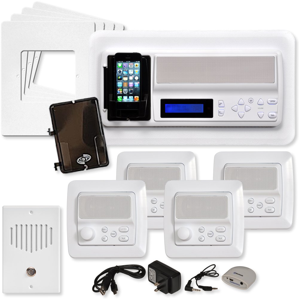 Intrasonic Technology IST Retro Music & Intercom System Package, 4 Rooms (Vertical Frames), White (RETRO-MV4PAC)