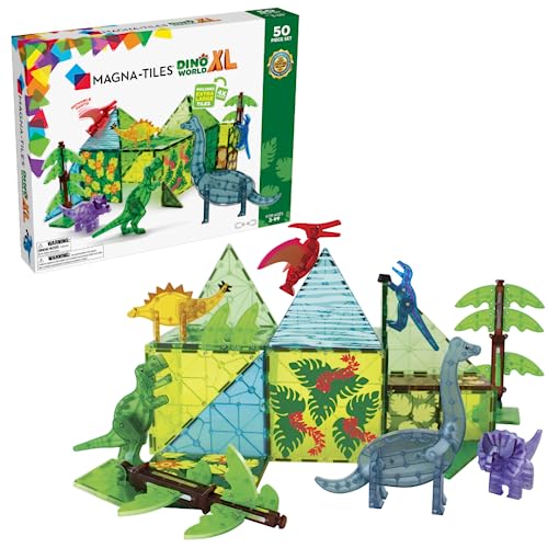 Magna-Tiles Dino World XL 50-Piece Magnetic Constructio...