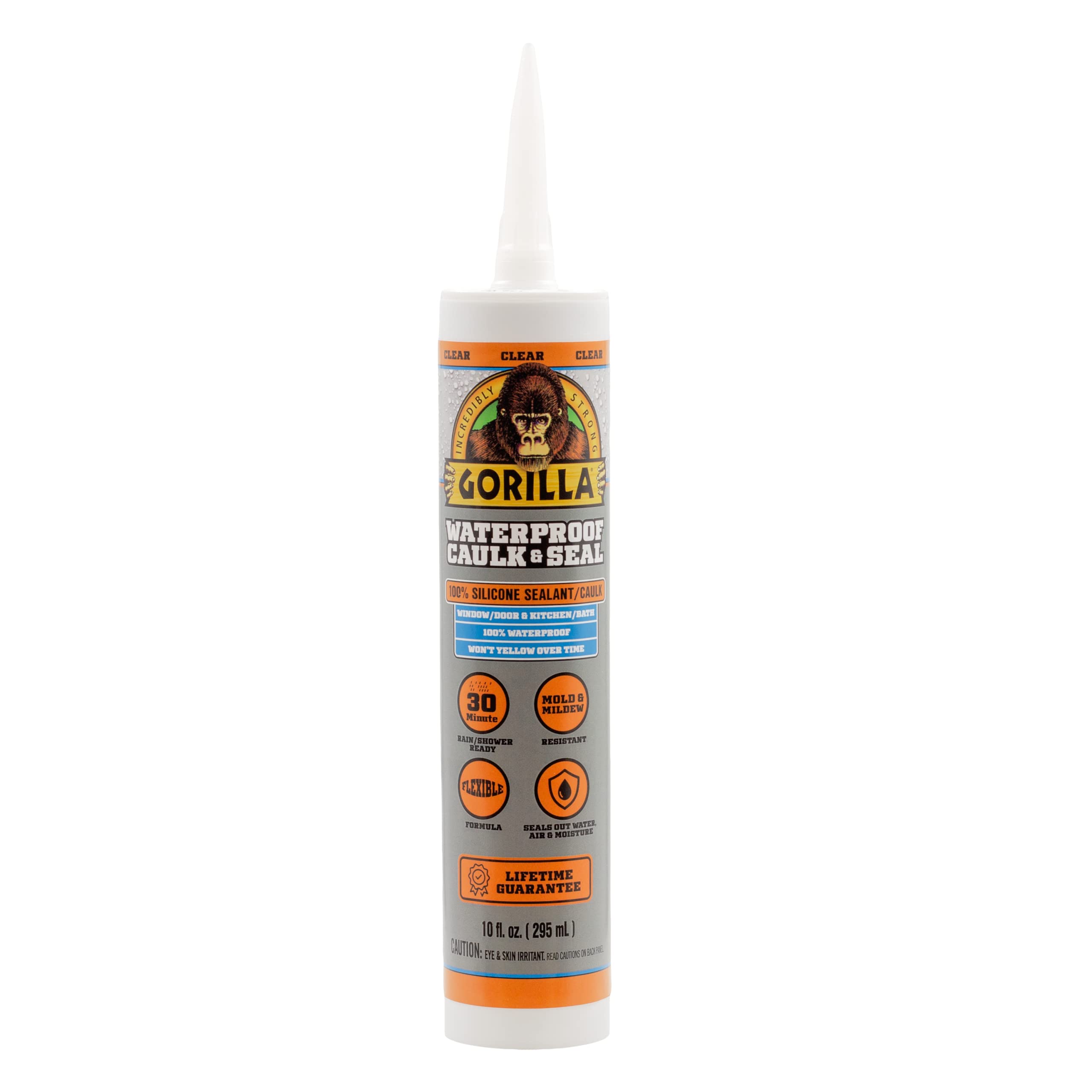 Gorilla Waterproof Caulk & Seal 100% Silicone Seala...