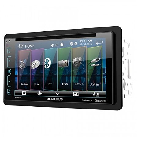 Soundstream VR-65B Double-DIN Bluetooth DVD/CD/AM/FM in-Dash Car Stereo with 6.2